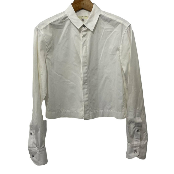 rag & bone Tops - Rag. & Bone New York White Button Down Cropped Blouse Size 4 EUC